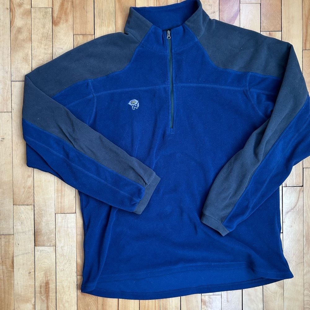 Mountain Hardwear Fleece Pullover 1/4 Zip Navy Gray Winter Activewear Size XL
